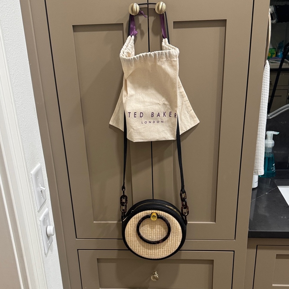 Ted Baker Black and Cream Round Crossbody Bag